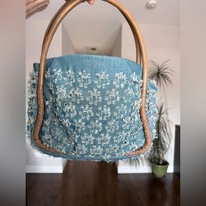 Versus Versace Blue Denim Perfotated Shoulder Bag